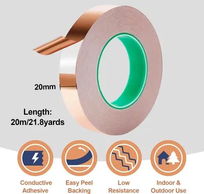 Obrázek produktu pro Kus samolepicí pásky z měděné fólie - 20 mm x 20 m