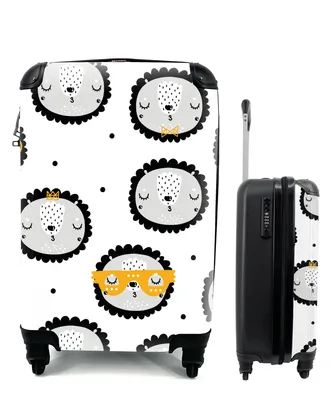 Produktbild von MuchoWow® Koffer Handgepäck Trolley Rollkoffer Kleine Reisekoffer mit 4 Rollen - Löwe - Muster - Kind - Jungen - Mädchen - Baby - Cabin Size < 55x40x23 cm & 55x40x20 cm - Kinderkoffer - Kabinenkoffer - Boardgepäck - Reise-Box - Reisekoffer - Reisegepäck - Koffer mit Bild - Trolley für Kinder