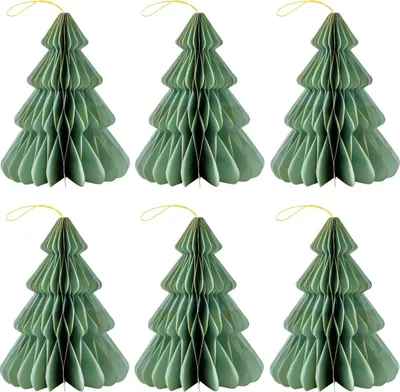 Image de lot de 6 élégantes décorations de Noël Origami Design vert sauge