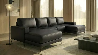 Produktbild von Ecksofa VALTOR 320x185 cm mit Schlaffunktion, Bonellfederkern und Bettkasten, Farbe: Schwarz