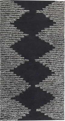 Produktbild von BELIANI Teppich Schwarz / Weiß Baumwolle 80 x 150 cm geometrisches Muster handgewebt gefärbt Kurzhaar Kurzflor Bettvorleger Läufer Retro Stil