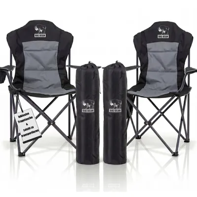 Produktbild von BigDean 2x Luxus Campingstuhl Faltbar 160 kg Hochlehner Gepolstert Klappstuhl Ultraleicht Bequem Camping Garten Balkon Strand Anglerstuhl