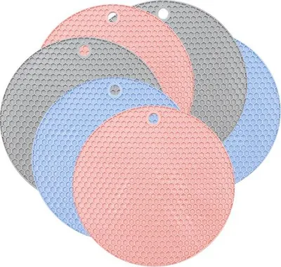 Produktbild von Unyqoos®️ Set von 6 Silikonuntersetzern - Antirutsch Silikon Isoliermatte - Spülmaschinenfest für Töpfe, Teekannen und Schalen