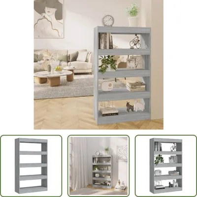 Produktbild von The Living Store Bücherregal/Raumteiler Grau Sonoma 80x30x135 cm Holzwerkstoff