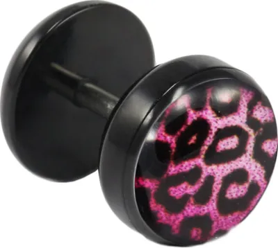 Produktbild von Fake Plug Ohrstecker mit Leopard-Motiv pink