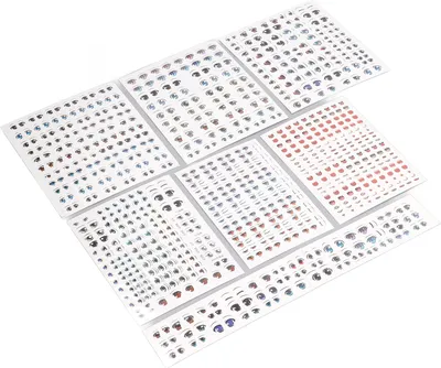Obrázok produktu pre 7 listov Oči bábiky Samolepky Kreslené Roztomilé Jednoduché použitie Jasné farby Oči bábiky Paster pre guľový kĺb Bábika DIY Hlina
