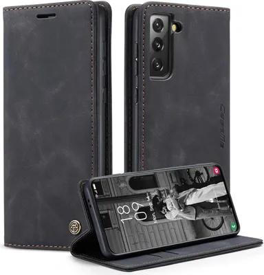 Produktbild von CaseMe Samsung Galaxy S21 5G Handyhülle Premium Leder Flip Case - Schwarz