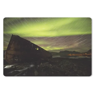 Produktbild von MuchoWow® Schreibtischunterlage Nordlichter - Sterne - Island 60x40 cm - XXL Mauspad - Großes Mauspad
