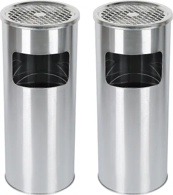 Produktbild von 2x Mülleimer Edelstahl Mülleimer Küche Mülleimer Metall silbern