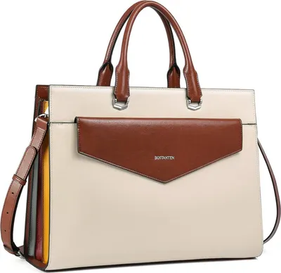 Image de BOSTANTEN Femme Porte-documents en cuir 15.6 pouces pour ordinateur portable Sac à bandoulière Bureau Uni Voyage d'affaires