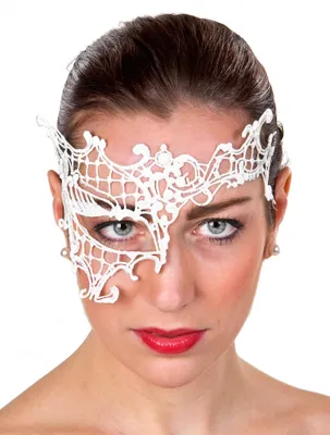 Produktbild von Weiße Spitzenmaske asymmetrisch