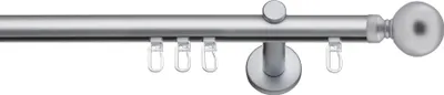 Produktbild von SN Deco Gardinenstange Innenlauf Reims, 19 mm, 1-läufig, Stahl, Komplett-Set mit Ringen, Profilträger, 480 cm, chrom matt