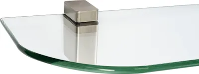 Produktbild von Glasregal 6mm + Clip CONO, Befestigungsclip :Cono Edelstahloptik, Nachbildung:Klar, Größe :90 x 15 cm