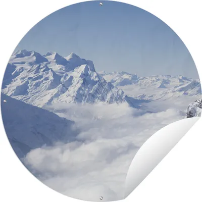 Produktbild von MuchoWow® Gartenposter Outdoor-Poster Rund Alpen - Schnee - Berg Ø 90 cm Gartendeko Rundes Poster draußen