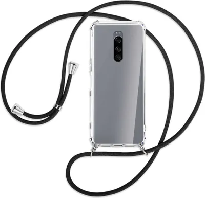 Produktbild von Handykette Backcover-Schutzhülle mit Band (Metall silberfarben) für Sony Xperia 1 - schwarz