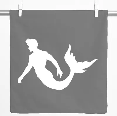 Produktbild von Huuraa Kissenbezug Meermann Silhouette 40x40cm Steel Grey Baumwolle Dekokissenbezug Geschenkidee