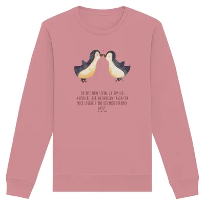 Produktbild von Mr. & Mrs. Panda Baumwoll Pullover Pinguin Liebe Größe M - Canyon Pink - Geschenk, Freundin, Pulli, Liebesspruch, Hochzeit, glücklich, Sweatshirt, Vertraut, Sweater