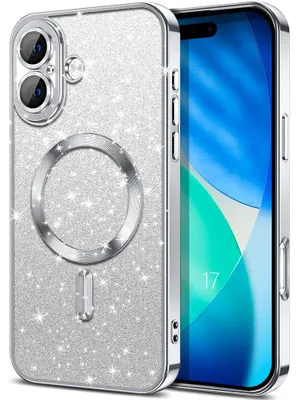 Image de Coque pour iPhone 17, Protection Paillette Anti-Rayures avec Cercle Magnétique - Argenté
