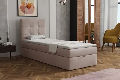 Produktbild von MR GROUP Boxspringbett NAPOLI 70 x 200 cm Kinderbett, Jugendbett, Einzelbetten, Bett mit Stauraum, Polsterbett Matratze Topper H3 Schlafzimmer, beige