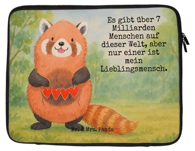 Produktbild von Mr. & Mrs. Panda Hülle Laptop Roter Panda Design 20 x 28 cm - Weiß - Geschenk, Laptoptasche, Herz, Tasche, Lieblingsmensch, Notebook, Lustige Sprüche, Case, Rot, Liebling