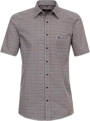 Produktbild von CASAMODA Herren Freizeithemd Kurzarm Kent Comfort-Fit Orange gemustert 5XL