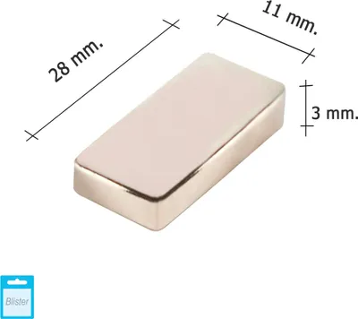 Obrázek produktu pro Obdélníkový neodymový magnet Wolfpack 28x11x3 mm. (blistrové balení 1 kus)