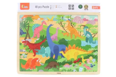 Obrázok produktu pre Drevené puzzle 48 dielikov - dinosaury