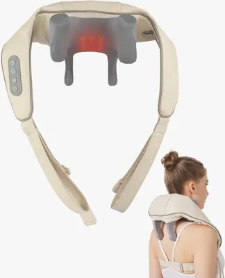 Image de Appareil de massage cervical 2-en-1, avec fonction de chaleur, technologie Shiatsu 5D, pour soulager les douleurs