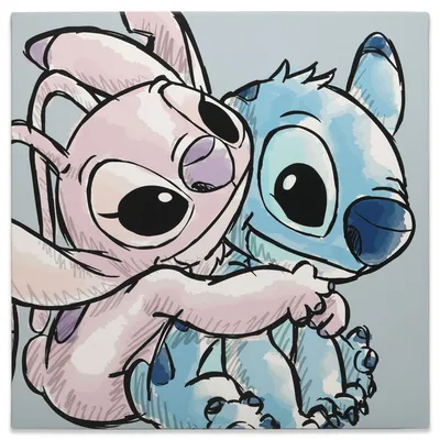 Canvas Wanddekor Lilo & Stitch mit Engel, 59,7 x 59,7 cm