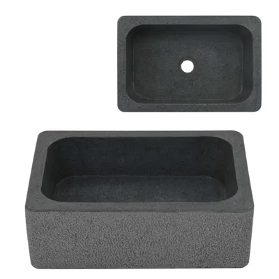 Image de Lavabo 45x30x15 cm pierre de rivière noir