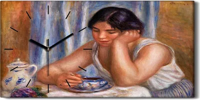 Produktbild von Wandbild Leinwand Bilder Wanduhr 60x30 Malerei Frauen Kaffee Tasse Kunst - schwarze Hände