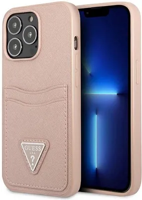 Immagine prodotto di Guess Guhcp13Lpsatpp Custodia rigida rosa/rosa per Iphone 13 Pro / 13 6.1 Logo Saffianotriangle Cardslot