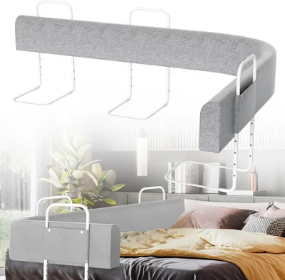 Immagine prodotto di Jopassy Protezione per letto a 5 fori regolabile in altezza 200 cm Protezione anticaduta per letto, protezione per lettino, protezione per lettino per bambini Sicura, facile da montare, grigio