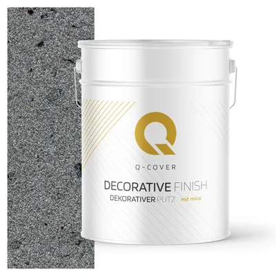 Produktbild von Dekorativer Putz mit Mica 15 kg – Grau mit schwarzem Mica D905 – Strukturputz Innen & Außen, wetterfest Q-COVER