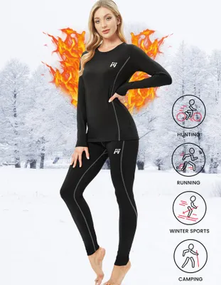 Produktbild von Damen Funktionswäsche Thermo Wäsche Unterwäsche-Set Thermounterwäsche Unterhemd Hose Schwarz L