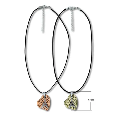 Produktbild von Steuer Modeschmuck Kette Freundschaftskette aus 2 Herzen "Paris" an Kordel
