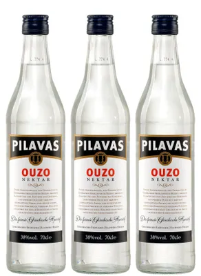 Produktbild von Ouzo Pilavas Nektar 3x 0,7l 38% Vol. | + 20ml Jassas Olivenöl