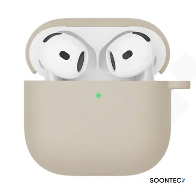 Produktbild von SOONTEC Hülle für AirPods 4 Generation Case Silikon Schutzhülle Kopfhörer Etui Slim Cover in Sternenlicht mit Karabiner-Ring