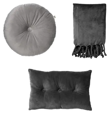 Produktbild von Dutch Decor SPARSET - 3-teilig - 2 Dekokissen und 1 Plaid - Grau, Anthrazit