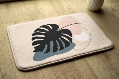 Produktbild von Badteppich Saugfähige - Badezimmer Teppich - Rutschfester Badvorleger Badematte - 75x45 cm - Monstera Blatt