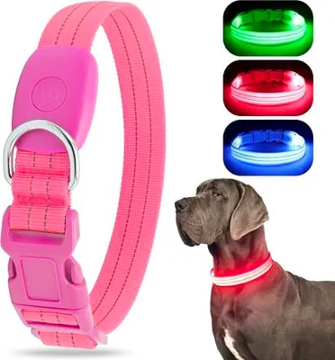 Obrázek produktu pro LED obojek pro psy svítící ve tmě, dobíjecí USB, vodotěsný, blikající obojek, svítí ve tmě, pro malé, střední a velké psy,