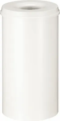 Produktbild von Selbstlöschender Papierkorb & Abfallsammler aus Metall | 50 Liter, HxØ 63x33,5cm | Weiß