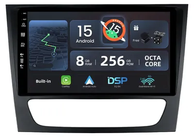 Immagine prodotto di Autoradio Android 14 con 8G+256G, compatibile con modelli Mercedes-Benz Classe E (W211/C219), con supporto per CarPlay wireless