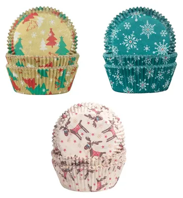 Produktbild von Demmler Backförmchen Set 3er Weihnachten - Muffinförmchen Sets mit verschiedenen Motiven aus Papier