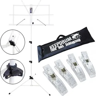 Produktbild von keepdrum MUS2WH Notenpult Weiss mit 4 Notenklammern