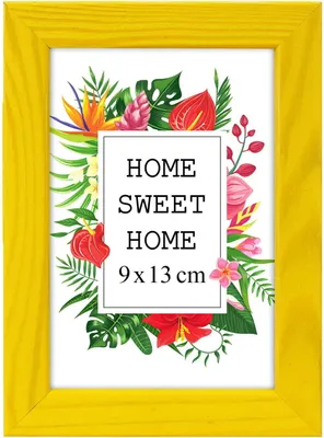 Obrázok produktu pre MG Design rám 9 x 13 cm - farba žltá, z dreva, s akrylovým sklom - na vertikálne alebo horizontálne zavesenie/postavenie, na fotografie, plagáty