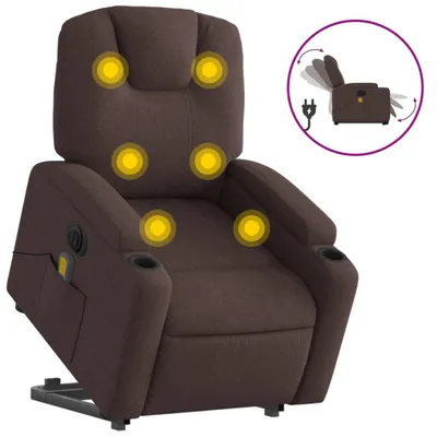 Image de Fauteuil inclinable de massage électrique Marron foncé Tissu