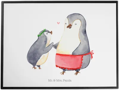Produktbild von Mr. & Mrs. Panda schreibtischunterlage Pinguin mit Kind - Weiß - Geschenk, Muttertag, Mutti, Vorbild Mama, schreibtischauflagen, Schreibunterlage, Familie, tischauflagen