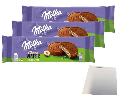 Produktbild von Milka Gebäck Choco Wafer Haselnuss 3er Pack (3x150g Packung) + usy Block