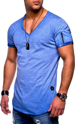 Produktbild von SOULSTAR Herren T-Shirt BHKNINW Herren Basic Kurzarm V-Neck Oversized Shirt V-Ausschnitt Zipper